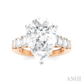 1 1/4 Ctw Pear Shape Emerald and Round Cut Diamond Semi-Mount Engagement Ring in 14K Rose and White Gold